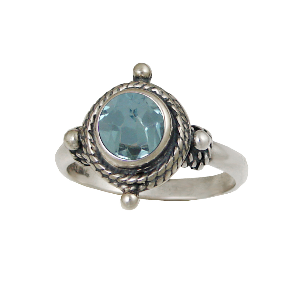 Sterling Silver Gemstone Ring With Blue Topaz Size 7